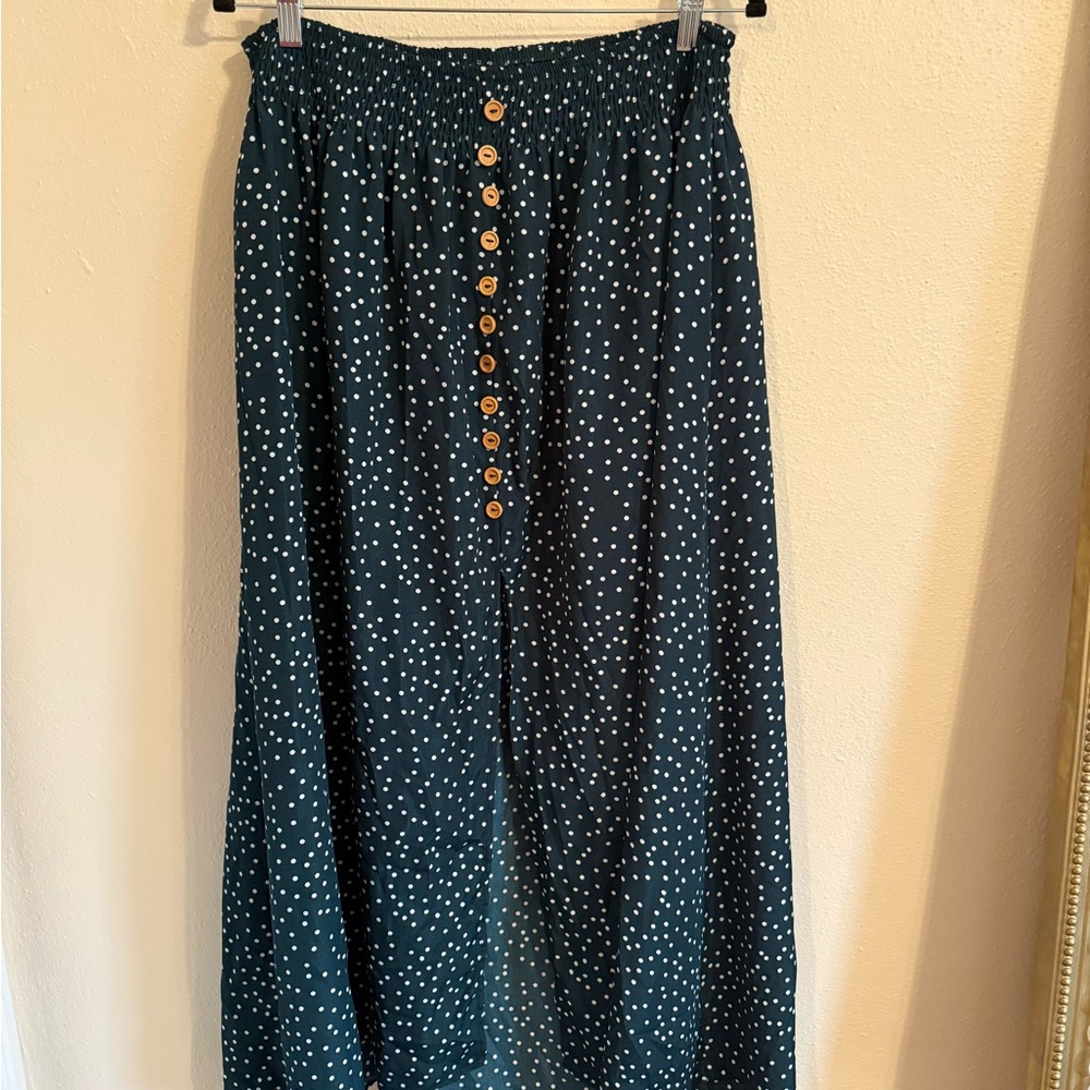 SHEIN Dark Green Polka Dot Maxi Skirt